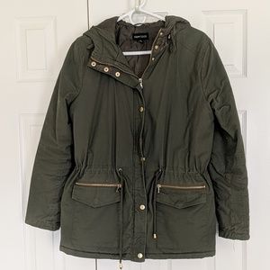 Green military-inspired coat
